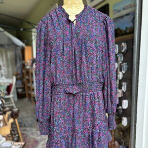 BCBG Paris Multicolor Dress,  Long Sleeve Floral Mini Dress, Pink Purple Tones